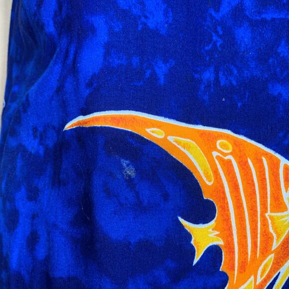 Vintage 90s In Gear Blue Ocean Fish Print Dress Tassel Hem Resort Boho Small - Picture 8 of 12
